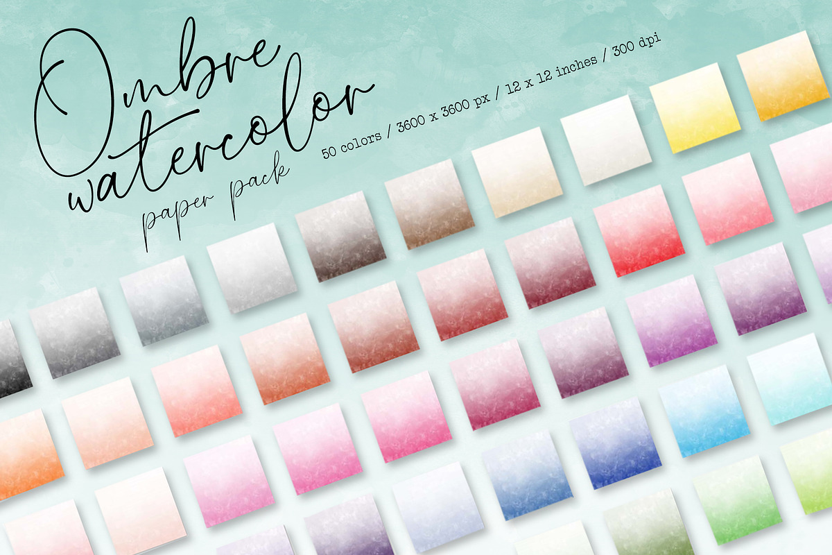 Ombre Watercolor paper pack, a Texture Graphic by The Graphic Parade (Photo 1 of 5)