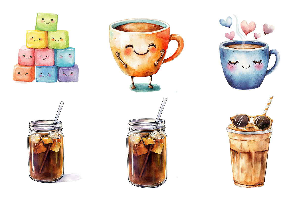 Cartoonish Coffee Collection Clipart, an Illustration by CreationArt (Photo 3 of 5)