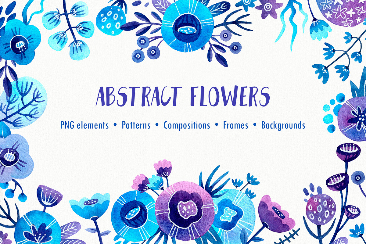 Abstract Flowers Watercolor set, an Illustration by Ekaterina Goncharova (Photo 1 of 12)
