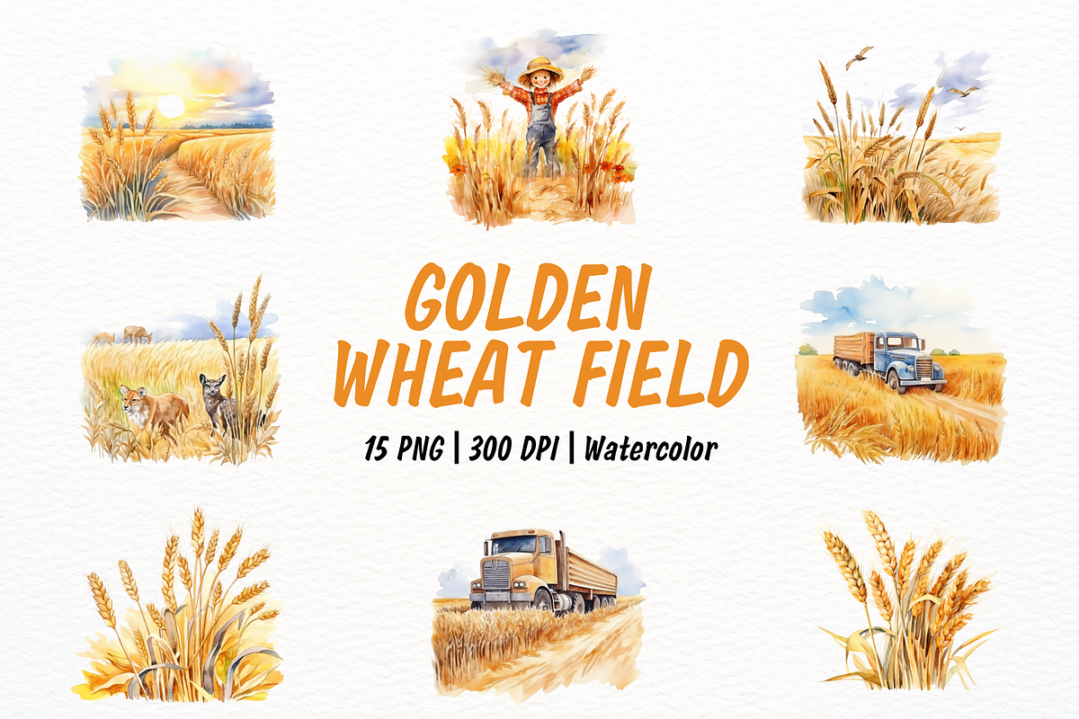 Watercolor Golden Wheat Field, a Food Illustration by New-School-Wave (Photo 1 of 5)