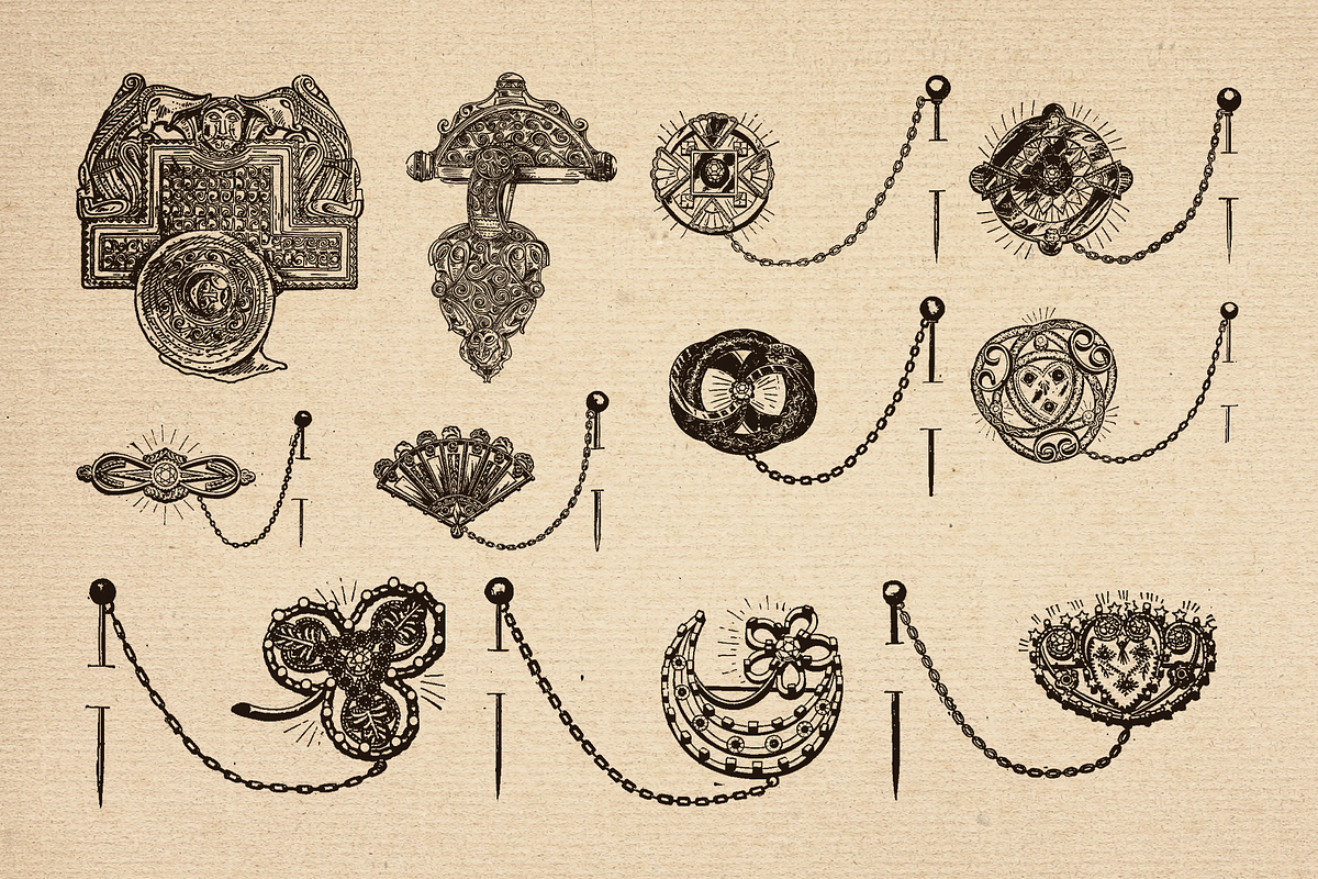 80+ Vintage Illustrations - Brooches, an Illustration by Meglenov (Photo 6 of 8)