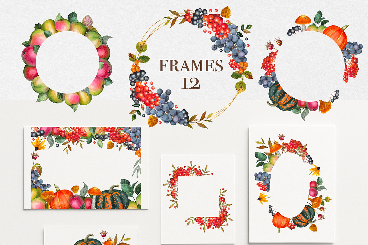 Watercolor Autumn Harvest Clipart, a Seasonal Illustration by DiashaArt (Photo 9 of 17)