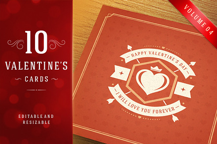 Valentine's Day Greeting Cards, a Card Template by Vasya Kobelev
