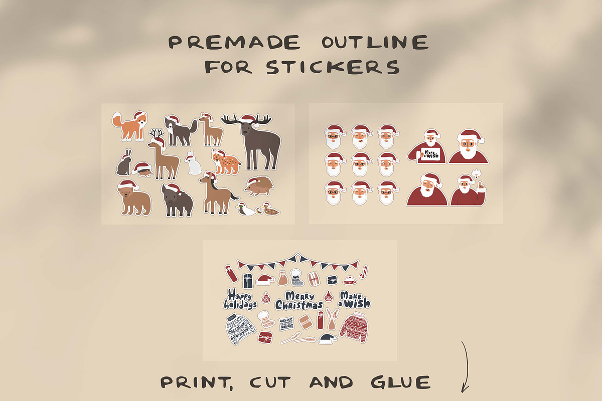 Cartoon Christmas animals and Santa, an Animal Illustration by essskina (Photo 10 of 11)