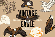 Vintage Eagle Illustrations, an Animal Illustration by ARQAM Studio (Thumbnail 1 of 9)