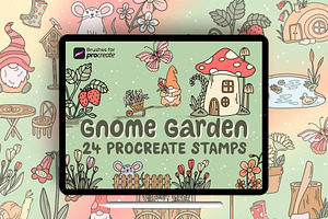 24 Procreate Gnome Garden Stamps