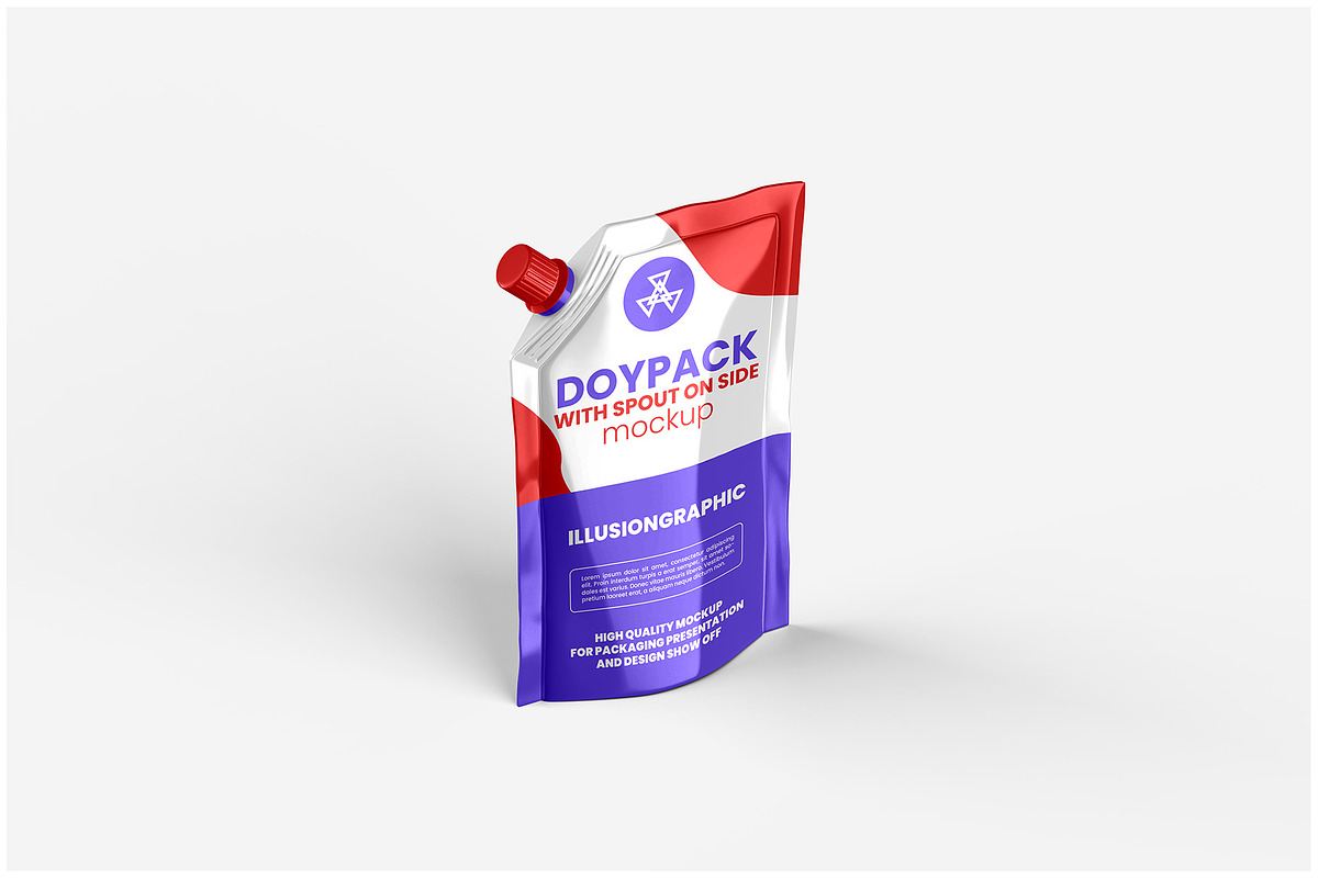 Doypack with Spout on Side Mockup, a Packaging Mockup by Illusiongraphic (Photo 12 of 25)