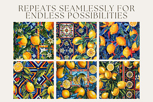 10 Bold Lemons Seamless Patterns