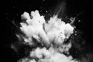 White powder explosion on black background, a Photo by AlyaAnd