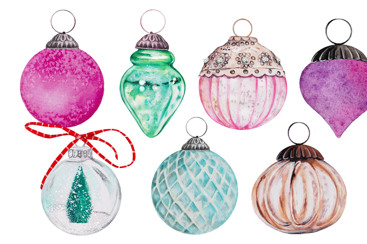 Vintage Christmas Ornaments pack, an Illustration by Dana Designs (Photo 2 of 2)