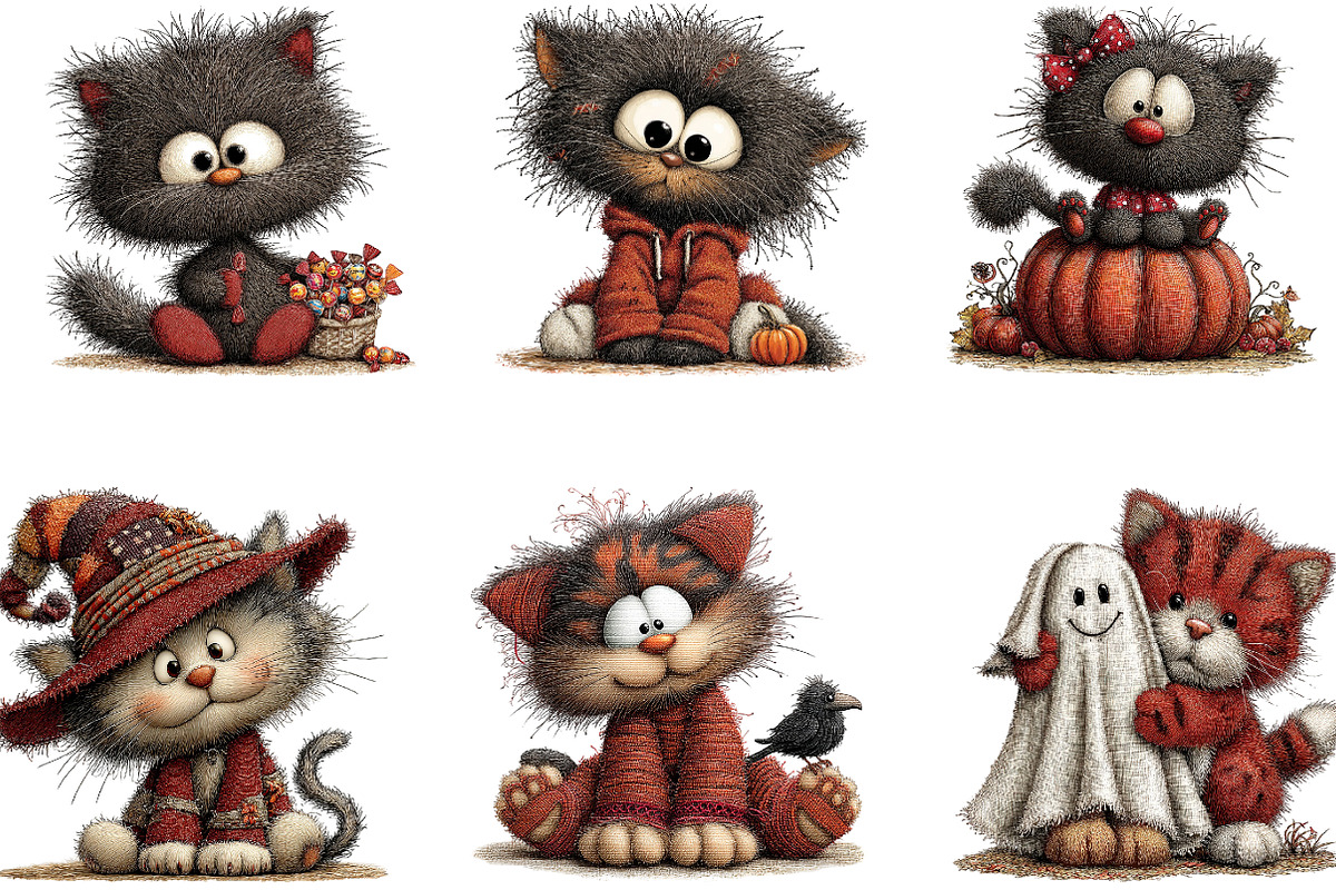 Halloween Cat Watercolor Clipart, a Seasonal Illustration by CreationArt (Photo 3 of 5)