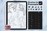 100 procreate whale stamps, a Brush Add-On by Arts For Peace (Thumbnail 2 of 9)