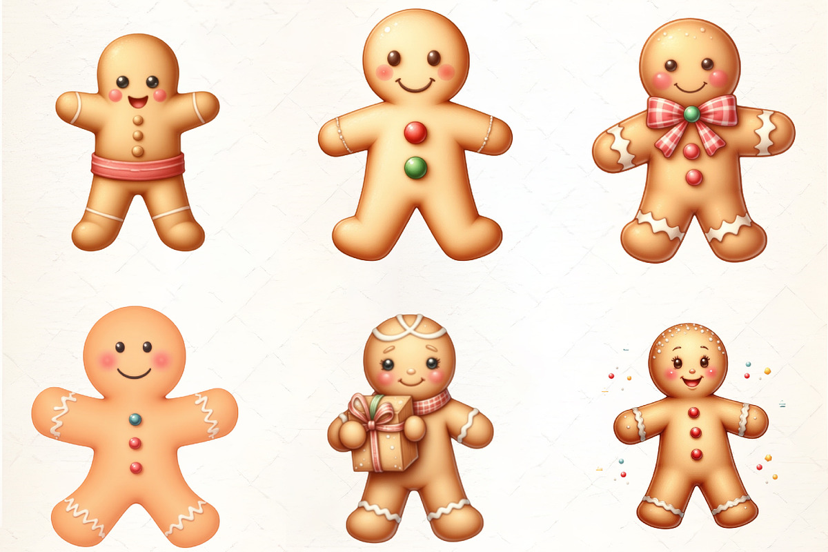 Holiday Gingerbread Man Clipart, an Illustration by CrexoraLab (Photo 3 of 5)