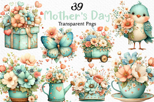 Whimsical Mother's Day Clipart, an Illustration by Craft Nest