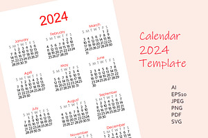 Calendar 2024 template