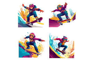 Cartoon skater. Young teenager in, a Sport Illustration by Stock-Smart-Start