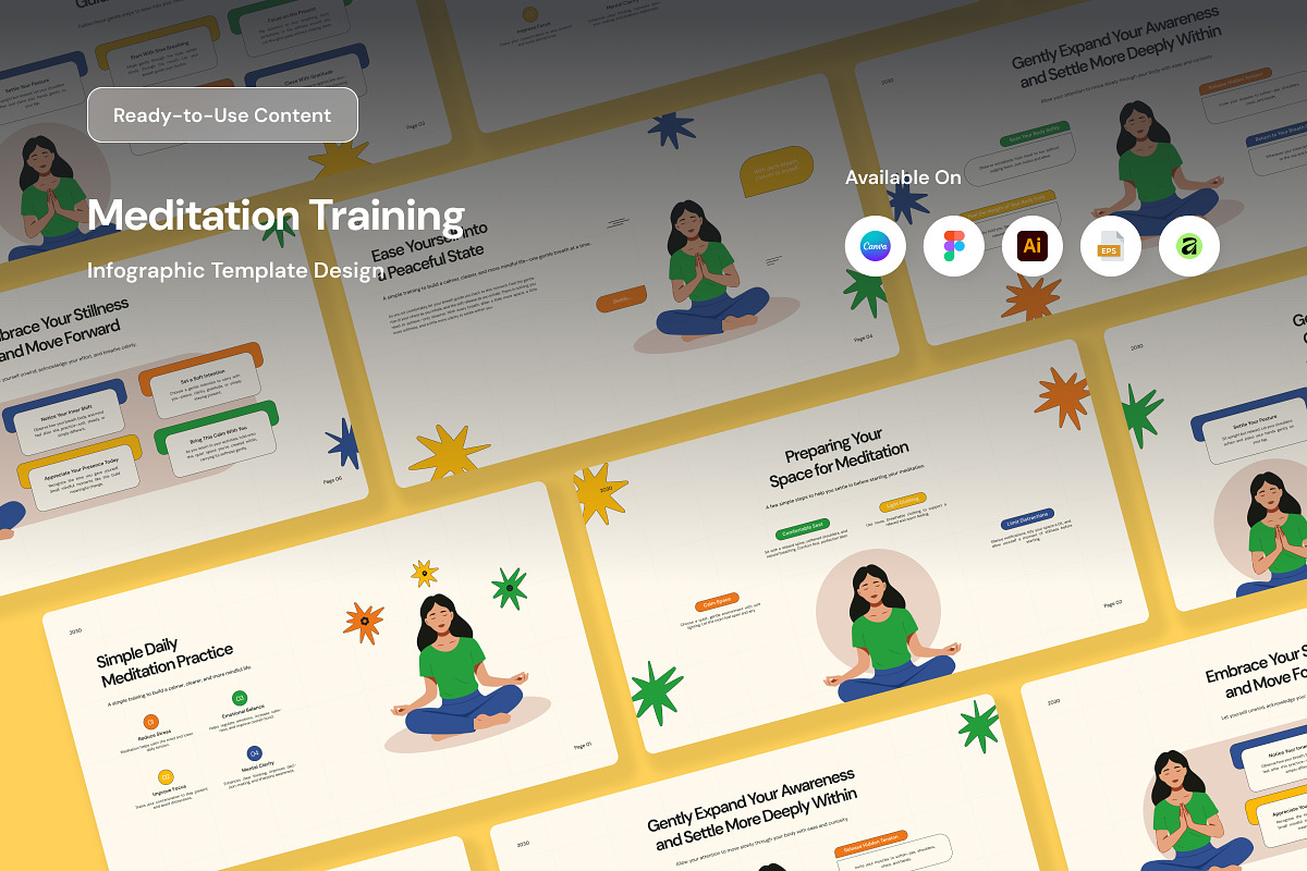 Meditation Training Infographic, a Work Illustration by trabaskriya (Photo 1 of 5)