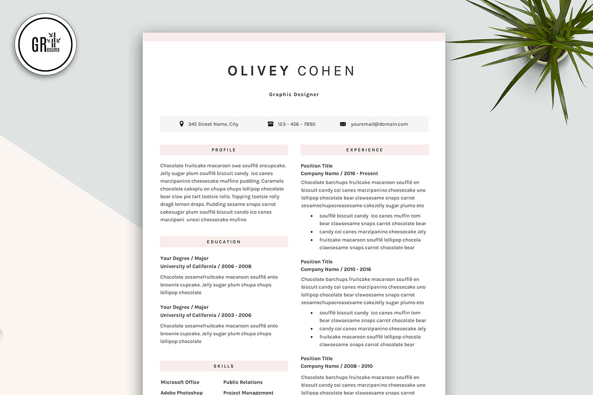 Creative Resume CV Template, a Resume Template by GResume (Photo 2 of 7)