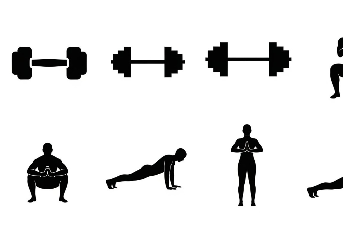 Fitness Workout Silhouette Icon Set, an Illustration by musafir_fashion (Photo 16 of 51)