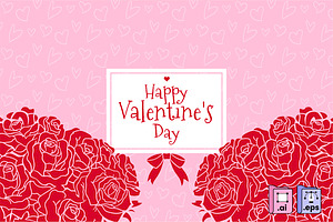 Hand-Drawn Valentine's Background, a Seasonal Illustration by MISS CHATZ