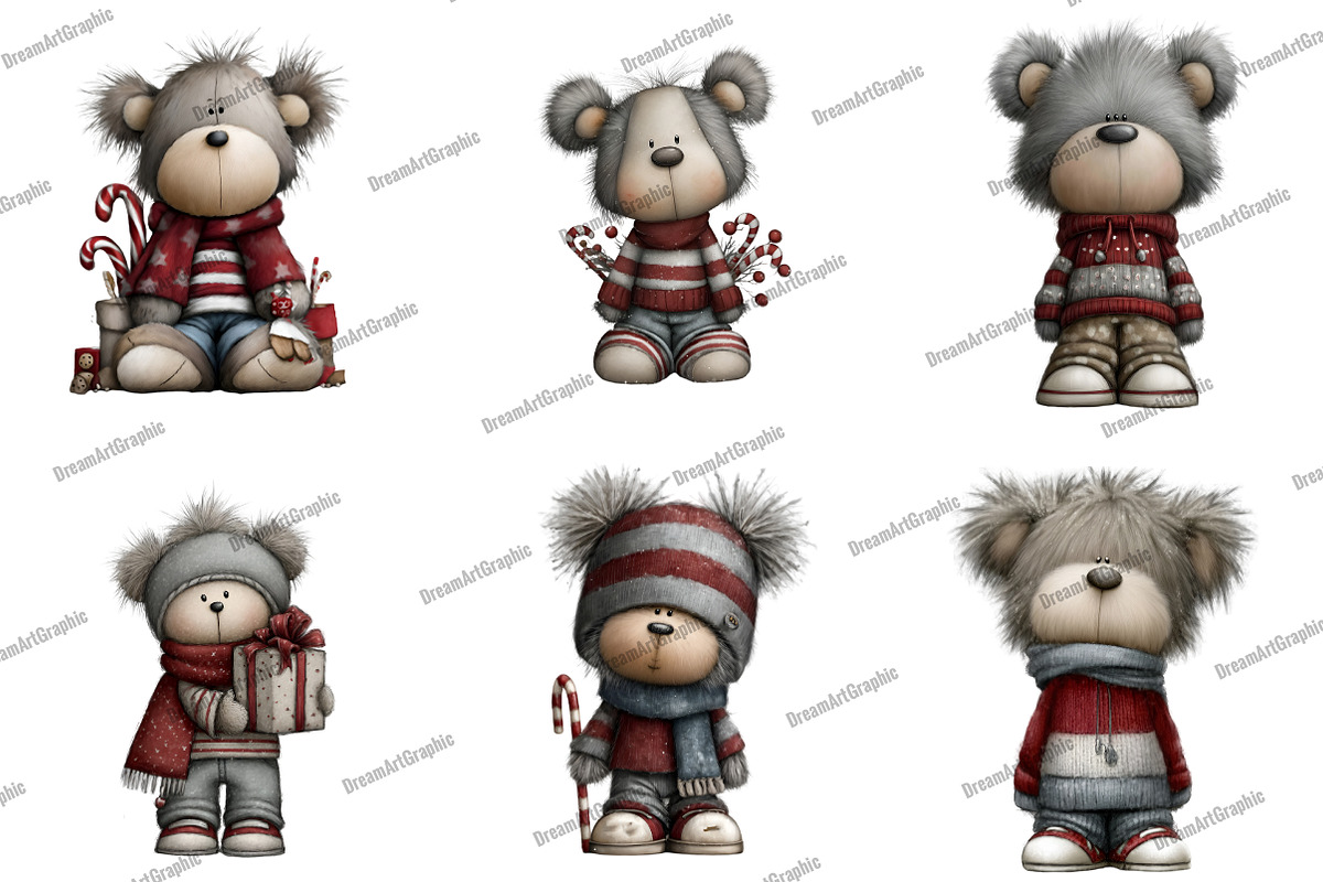 Whimsical Christmas Teddy Bear, an Illustration by DreamArtGraphic (Photo 5 of 5)
