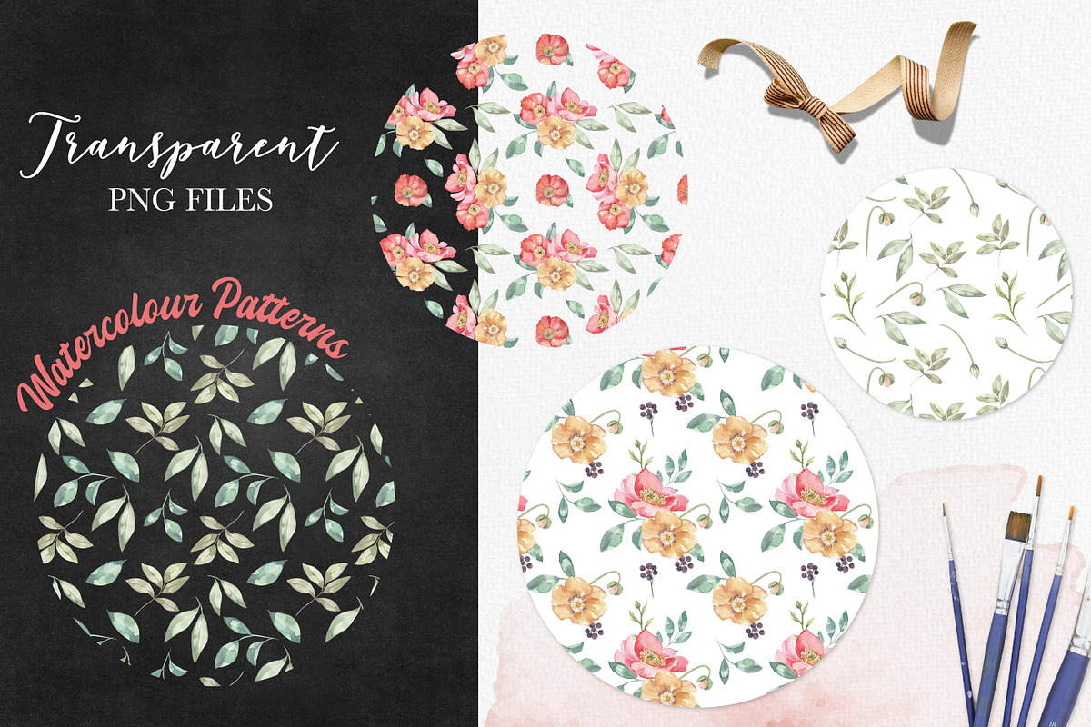 Watercolour Patterns Flowers Florals, a Pattern Graphic by Bloomella (Photo 5 of 5)
