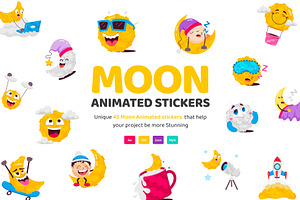 Animated Moon Stickers Set, an Emoji Icon by Vectors Market