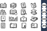 Hand Drawn Book Icon Set, an Illustration by designvectx (Thumbnail 1 of 3)