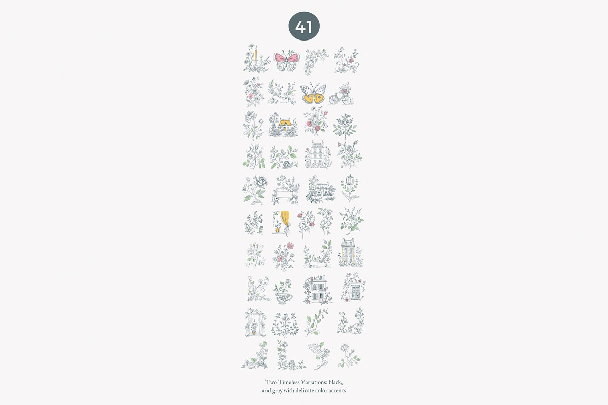 chateau clipart vintage doodles set, a Decorative Illustration by Patishop Art (Photo 8 of 9)