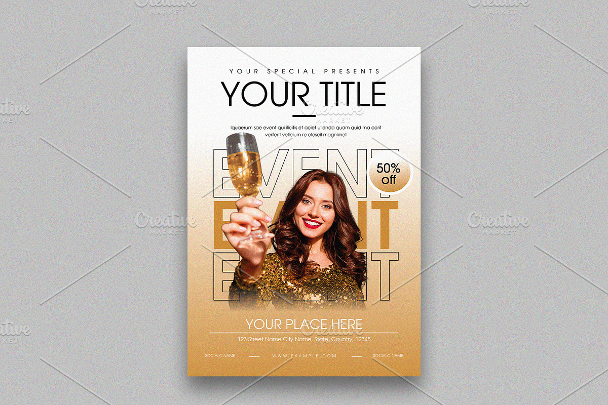 Event Party Poster Template, a Flyer Template by ClickPaint_Studio (Photo 1 of 3)
