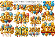 2026 New Year Balloons Clipart, an Illustration by SinaCreation (Thumbnail 1 of 6)