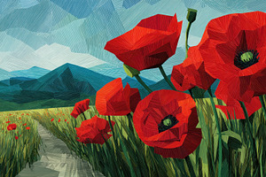 Fields of red poppies in bloom, a Photo by Beautiful things