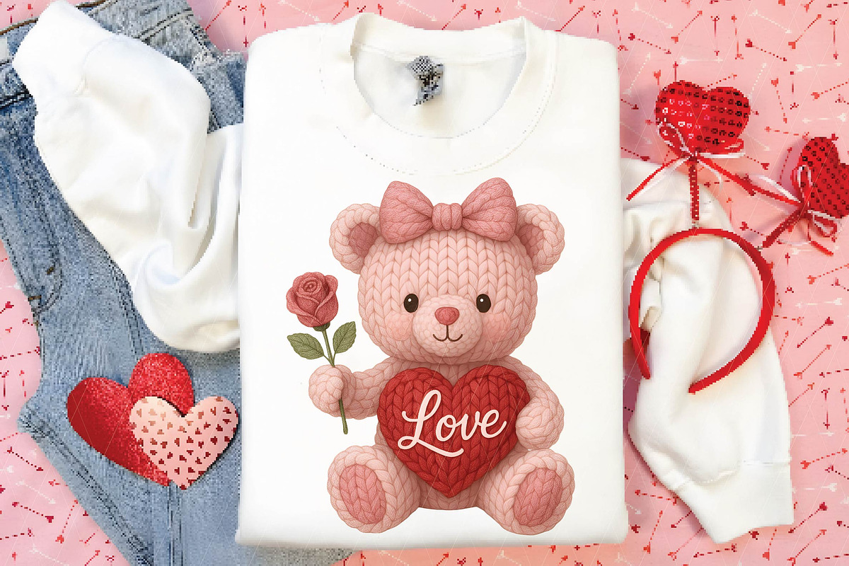 Crochet Yarn Valentine Teddy Bear Pn, an Illustration by DreamPrint404 (Photo 5 of 8)