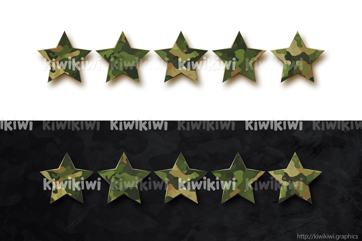 Five stars with military camouflage, a Templates & Theme by PSDgraphics