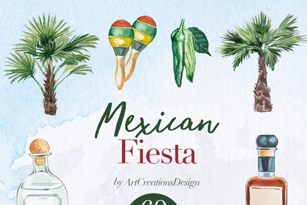 Hand Painted Mexican Fiesta Clipart, a Food Illustration by ArtCreationsDesign (Photo 4 of 10)