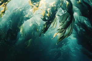 Exploring vibrant underwater kelp fo, a Photo by Iftikhar Alam