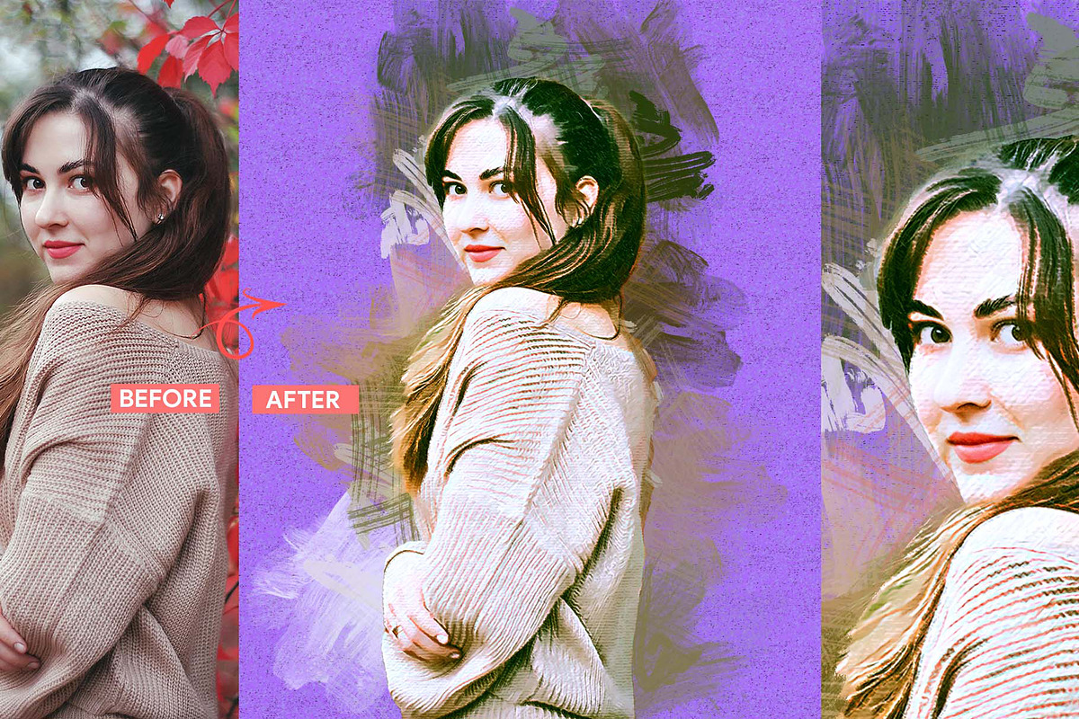 Impasto Canvas Photoshop Action, an Action Add-On by MRI STUDIO (Photo 4 of 17)