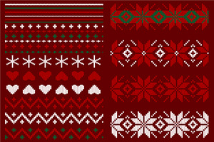 Christmas Knitted Elements, EPS, PNG