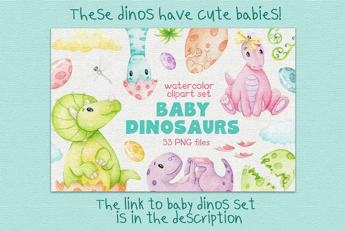Dinosaurs watercolor clipart, an Object Graphic by Trinibis (Photo 5 of 5)