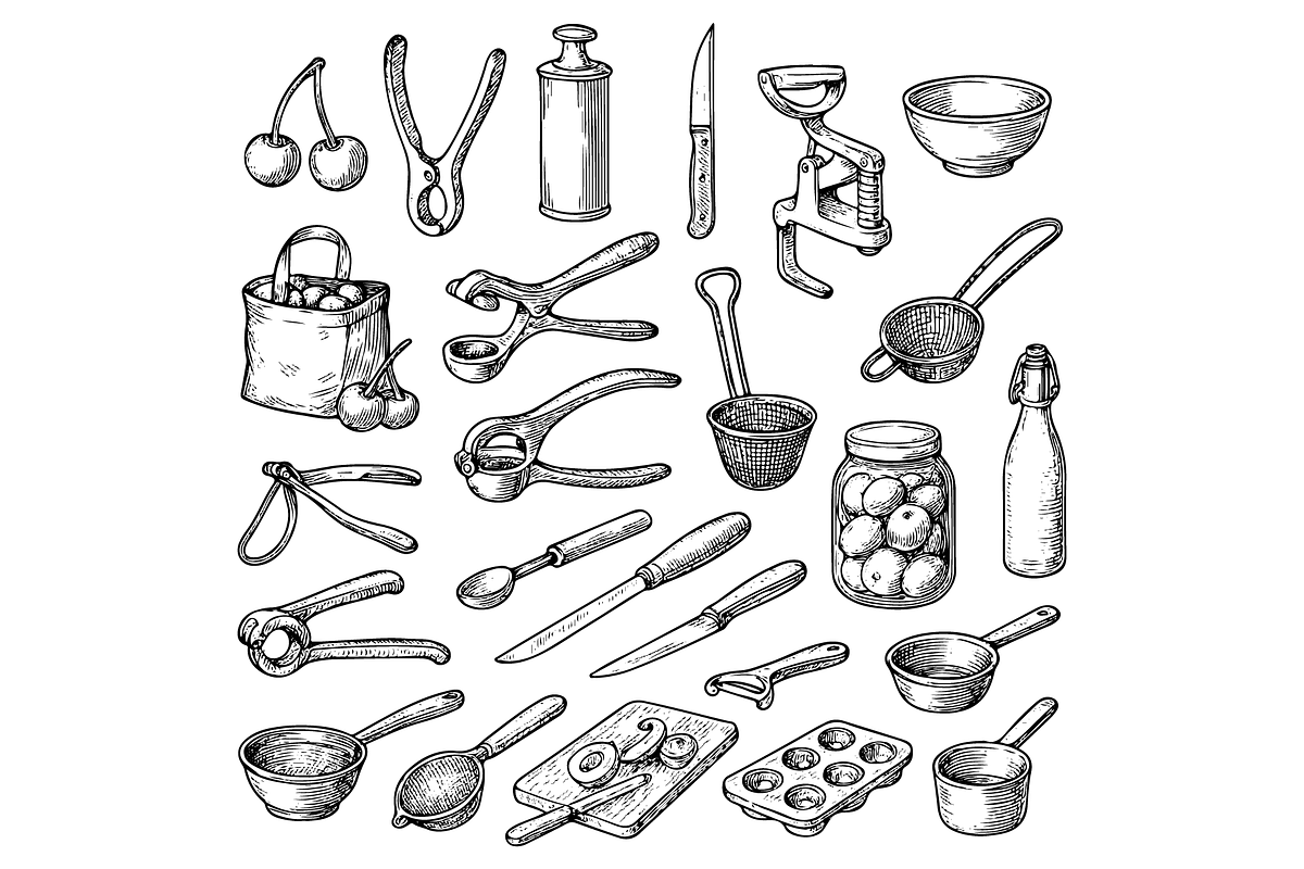 Food Preparation Utensils Set, an Object Graphic by RT Studio