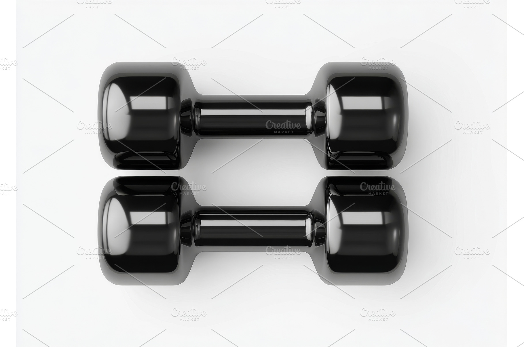 A pair of black dumbbells crossed, a Sports & Recreation Photo by ZinetroN