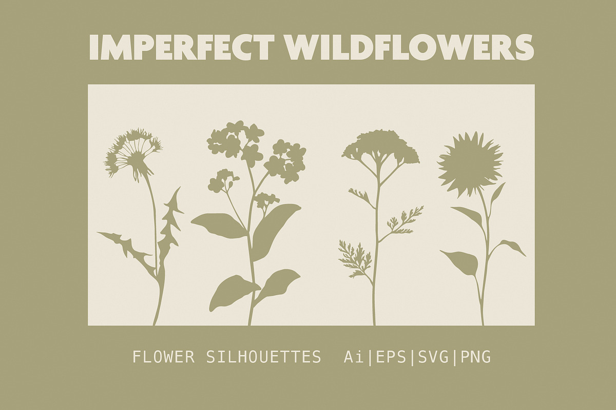 Botanical Flower Silhouettes Set, an Object Illustration by NatalieArtShop (Photo 1 of 12)