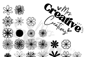 Flowers outline Bundle Clipart, a Graphic by Mrs. Creative Creations