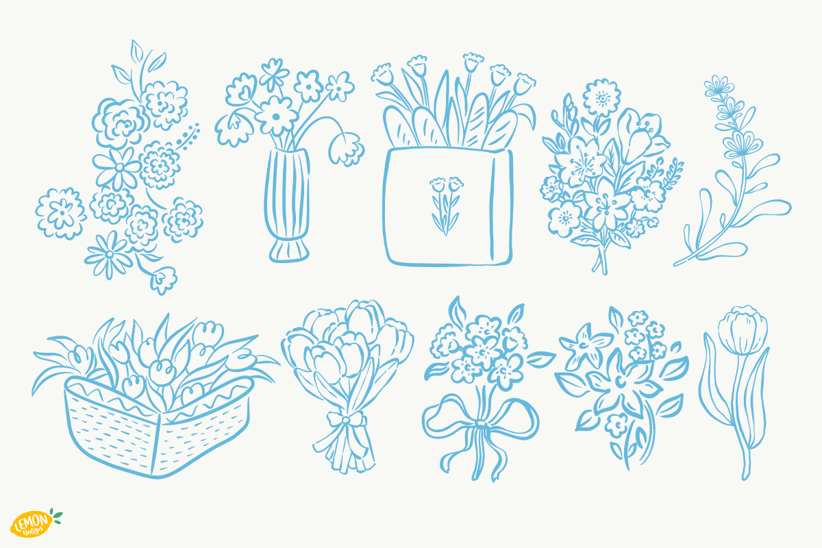 Floral Line Art PNG Bundle, an Object Illustration by LemonDesign (Photo 3 of 4)