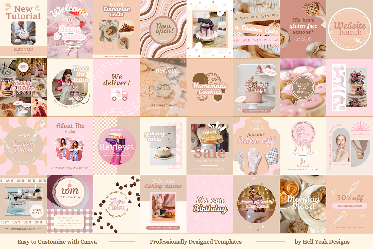Bakery Instagram Post Templates, a Social Media Template by Hell Yeah Designs (Photo 4 of 8)