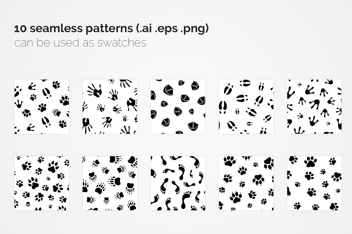 Paw Prints Seamless Patterns, a Pattern Graphic by 3Y_Design (Photo 2 of 7)