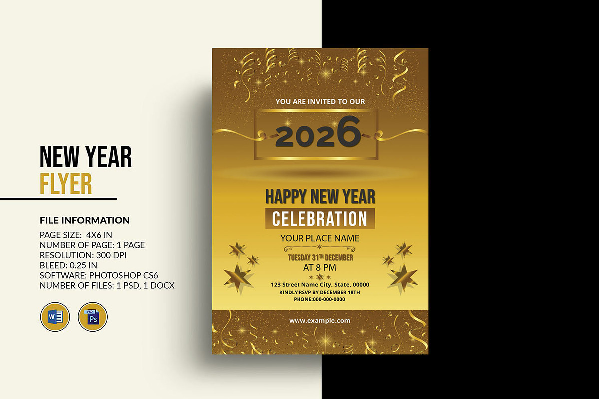 New Year Party Flyer V675, a Flyer Template by Template Shop (Photo 1 of 2)