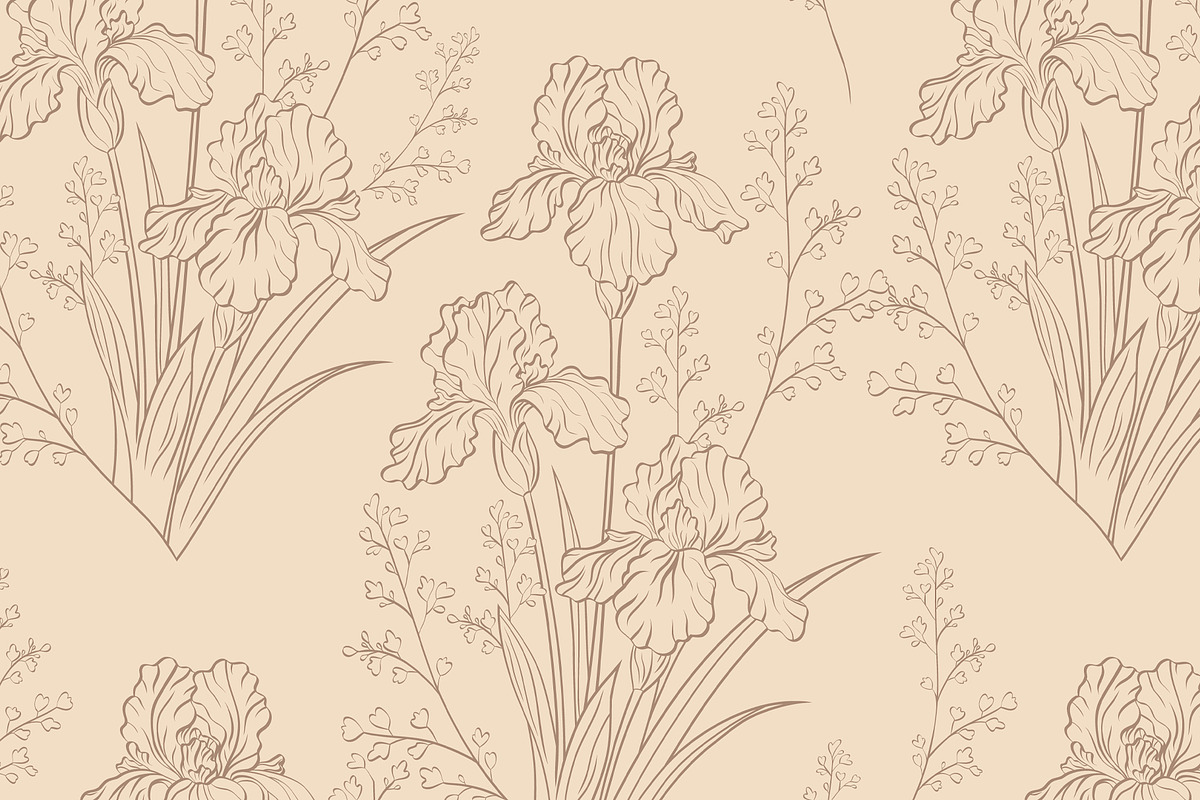 Vintage Blue Irises patterns, a Pattern Graphic by Carpet Tapete Pretzel (Photo 4 of 16)