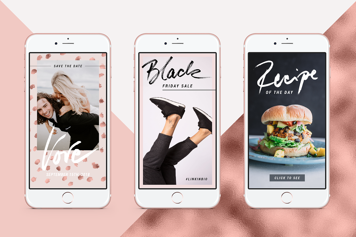 Rose Gold Instagram Stories Pack, a Social Media Template by SilverStag Type Foundry (Photo 12 of 18)