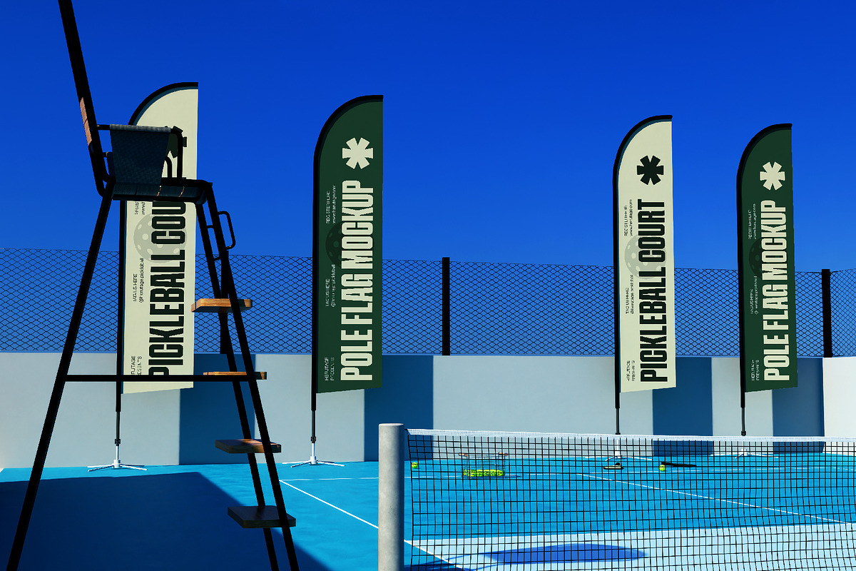 Pickleball Court Pole Flag Mockup, an Advertising Mockup by herutage (Photo 3 of 4)
